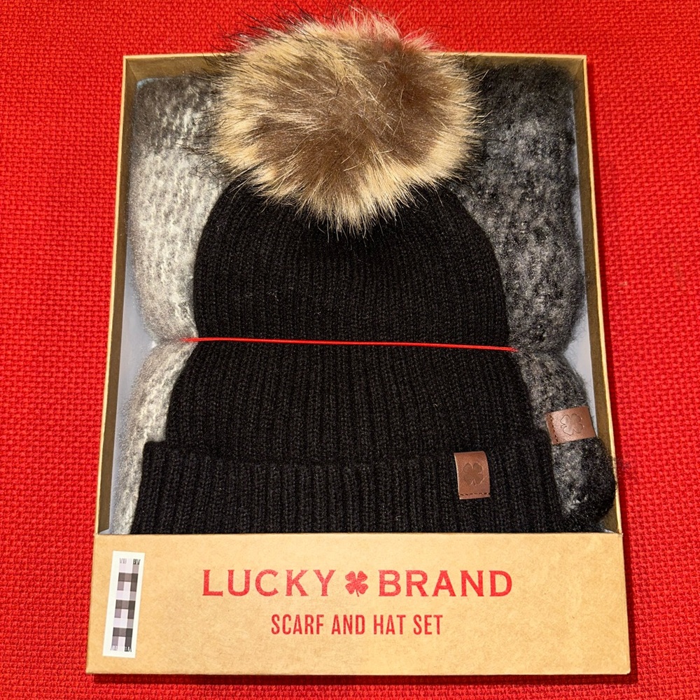 Lucky Brand Beanie & Scarf Gift Set.